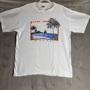 Vintage Waikiki‎ Hawaii T-shirt Graphic Print Adult Size Large White